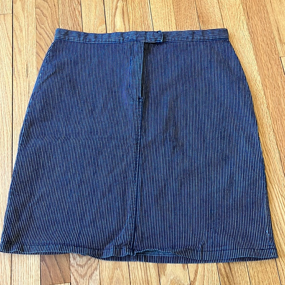 Vintage 90s Limited Jeans Pinstriped Skirt, blue/white, Size 14